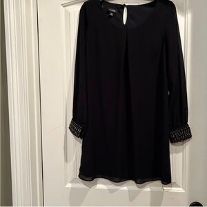 A. Byer Flowy dress with sheer sleeves and embellished cuffs